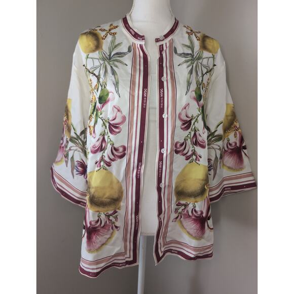 Reiss NYBG Winona Botanical boho earthy hippie satin floral shirt NWT - Picture 1 of 10